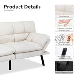 AMICLIBER Convertible Faux Leather Sofa Couch,Memory Foam Futon Couch Bed,Small Splitback Modern Loveseat Sleeper Sofa Bed for Living Room, Office, Apartment, Pear White AMICLIBER