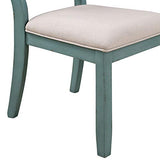 Roundhill Furniture Prato 5-Piece Round Dining Table Set with Cross Back Chairs, Antique Blue and Weathered Walnut Roundhill Furniture