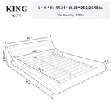Allewie King Size LED Faux Leather Platform Bed Frame with Adjustable Headboard - No Box Spring Required Allewie