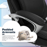 Serta Bryce Executive Office Chair, Ergonomic Computer DeskChairs with Patented AIR Lumbar Support, Comfy Body Pillows, Height Adjustable, Swivel Base with Wheels, Bonded Leather, Black Serta