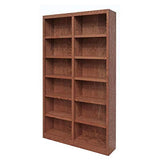 BOWERY HILL 84" Traditional Double Wide Wood Bookcase with Adjustable Shelves in Dry Oak Finish BOWERY HILL