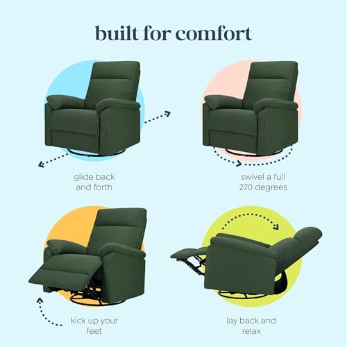 Davinci Suzy Electronic Swivel Recliner with USB Port in Pine Green, GREENGUARD Gold & CertiPUR-US® Certified