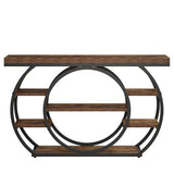 Tribesigns 47" Console Table for Living Room, 5-Tier Industrial Entryway Table with Metal Frame, Narrow Sofa Table Behind Couch Accent Tables for Entryway, Hallway, Foyer, Rustic Brown Tribesigns
