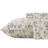 Zusbest Cotton Sheets Full Tan Floral Beige Patterned Bed Sheet Sets Vintage Peony Flower Toile Printed Bedding Luxury Soft Breathable Crisp Cooling Percale Sheets Deep Pocket 17.5'', 4 Pcs Zusbest
