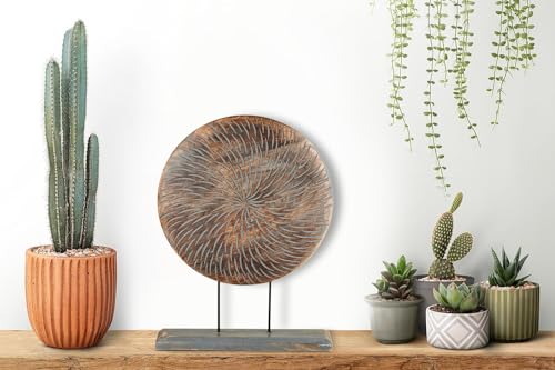 Eximious India Farmhouse Table Sculpture Home Decor Statue Mandala Carved for Modern Home 10" x 14", Living Room, Fireplace Mantel Shelf, Table and Entryway Decor Stand KHST04 Eximious India