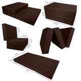 D&D Futon Furniture Brown Twin Size Shikibuton Trifold Foam Bed 6 x 39 x 75 Long, 1.8 Lbs High Density White Foam, Floor Foam Folding Mattress Ottoman D&D Futon Furniture