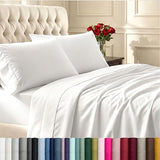 California Design Den Natural 100% Cotton Sheets Queen Size Bed Set - Soft 400 Thread Count Sateen, Queen Sheets, Deep Pockets with All Around Elastic for a Snug Fit, Durable Bedding - White California Design Den
