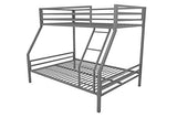 Novogratz Maxwell Metal Bunk Bed Frame for Kids and Teens, with Angled Ladder, High Guardrail and Metal Slats, No Boxspring Required, Underbed Storage Space, Twin-Over-Full, Gray Novogratz