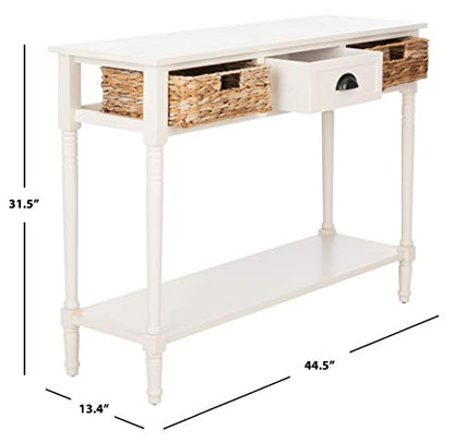 Safavieh Home Collection Christa Distressed White 3-Drawer Storage Console Table, Distressed/White - WoodArtSupply