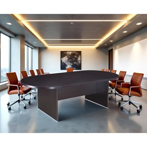 Oakestry Boss 71" W x 35" D Race Track Conference Table Spacious Professional Office Conference Table Mocha Finish with Large Work Surface Ideal for Executive Office and Conference Rooms Oakestry
