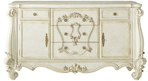 Acme Versailles Wooden 5 Drawer Dresser in Bone and White - WoodArtSupply