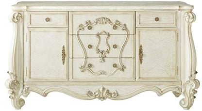 Acme Versailles Wooden 5 Drawer Dresser in Bone and White - WoodArtSupply