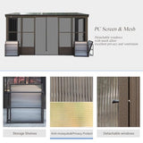 Domi 10x12FT Wall Mounted Sunroom Gazebo, Aluminum Enclosed Gazebo with 2 Lockable Sliding Doors,Sloping Polycarbonate Roof&Moveable PVC Screen, Outdoor Sun Room Lean to Gazebo for Deck Patio domi outdoor living