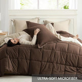 Homelike Moment Twin Comforter Set Brown, Comforter Twin Size Bed Set, Lightweight Reversible Down Alternative Bed Comforters All Season Soft 2 Piece Sets with sham Brown/Beige Homelike Moment