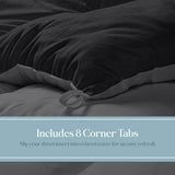 ROYALE LINENS Reversible Comforter - Twin XL Duvet Insert - All Season Soft Quilted Comforters with 8 Corner Tabs - Down Alternative Bedding Comforter - Duvet Insert (Black/Charcoal, Twin XL 68"x92") ROYALE LINENS