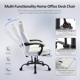 amseatec Office Chair, Big and Tall Office Chair with Foot Rest Ergonomic Chair Home Office Desk Chairs Reclining High Back Leather Chair with Lumbar Support(White) amseatec