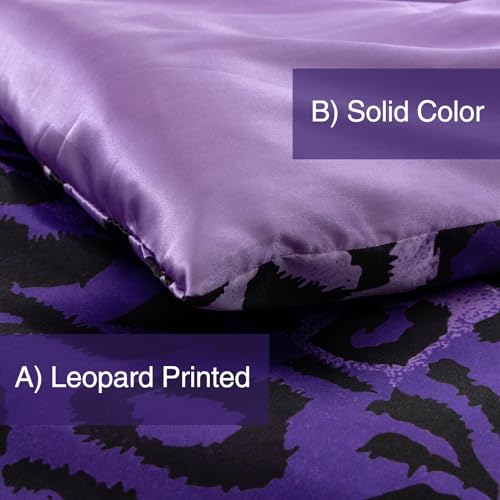 A Nice Night Leopard Printed，Satin Silky Soft Quilt Sexy Luxury Super Soft Microfiber Comforter Quilt Bedding Comforter Set Full/Queen, Light Weighted (Purple, Queen(88-by-88-inches)) A Nice Night