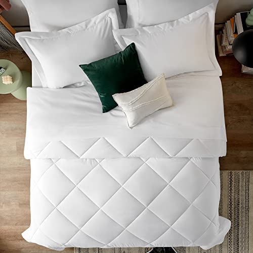 CozyLux Twin Comforter Set with Sheets White - 5 Pieces Bed in a Bag Twin, All Season Bed Set for Girls and Boys, Bedding Set with Down Alternative Comforter, Sheets, Pillowcase & Sham CozyLux