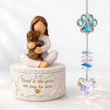 Gleemoria Pet Memorial Gifts for Dogs - Loss of Dog Sympathy Gift, Keepsake Trinket Box with Guardian Angel Figurine, Crystal Suncatcher Included, Remembrance Gift for Pet Loss