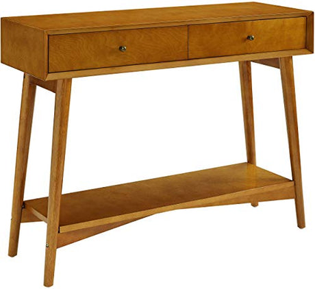 Crosley Furniture Landon Sofa Console Table with Drawers and Shelf for Hall, Entryway, or Living Room, Acorn Crosley Furniture