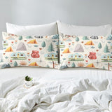 Erosebridal Summer Camp Camper King Bed Sheets for Kids Child Camping Adventure Bedding Set for Boys Girls Bedroom Travel Car Rv Accessories Sheet Set Botanical Flowers Mountain Top Sheet,4 Pcs Erosebridal