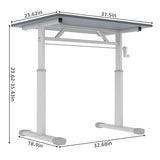 roomfitters 31.5" Adjustable Height Study Desk – Compact Multi-Purpose Desk, Manual Crank Standing Desk with 330 lbs Load Capacity, Gray roomfitters