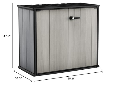 Keter Patio Store 4.6 x 4.0 ft. Resin Outdoor Storage Shed with Paintable and Drillable Walls for Customization-Perfect for Yard Tools and Pool Toys, Grey Keter