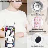 Draheri 12 Oz Sublimation Tumblers Blanks Bulk, Sublimation Cups for Kid with Straw and Brush, Stainless Steel Double Wall Insulated Sublimation Mugs, Individually Boxed (8 Pack) Draheri