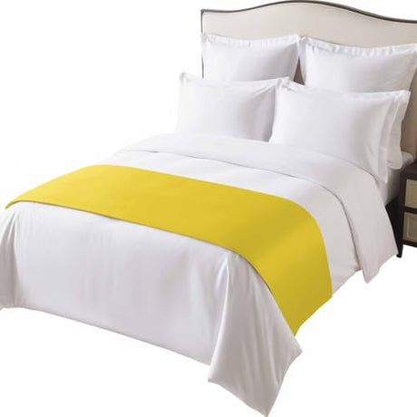 LOVE HOME DAY Bed Runner Minimalist Solid Pure Yellow Bedroom Bedding Scarves for King Size Bed,Unadorned Single Color Art 102x20In Bed Runners Scarf for Hotel Guestroom Wedding Room Decortions LOVE HOME DAY