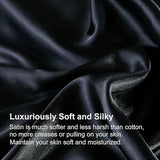 Bedding_Dreamer Black Silky Comforter Set Satin King Bed in a Bag 8 Pieces Luxury Hotel Silky Bedding with 1 Comforter, 1 Flat Sheet, 1 Fitted Sheet, 4 Pillowcases, 1 Cushion Cover (King, Black) Bedding_Dreamer
