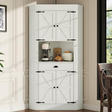 Corner Cabinet with Charging Station,73"Tall Kitchen Pantry Storage Cabinet with Drawer,Freestanding Kitchen Pantry Cabinets with Doors and Shelves,Farmhouse Food Hutch for Dining Room,Kitchens(White) Gyfimoie
