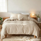 Simple&Opulence French Linen Duvet Cover Set 78" x 86"- 3 Pieces (1 Comforter Cover,2 Pillowcases)- Natural Flax Cotton Blend-Solid Color Breathable Farmhouse Bedding-Linen/Beige, Full Simple&Opulence