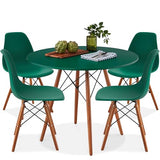 Best Choice Products 5-Piece Dining Set, Compact Mid-Century Modern Table & Chair Set for Home, Apartment w/ 4 Chairs, Plastic Seats, Wooden Legs, Metal Frame - Dark Green/Walnut Best Choice Products