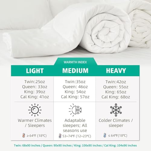 APSMILE Lightweight Down Feather Fibers Full/Queen Size Duvet Insert - 100% Cotton Cover, High Fill-Power Light Bedding Comforter for Warm Weather/Hot Sleepers (90 x 90 inches, Ivory White) APSMILE