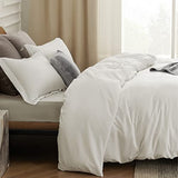 Bedsure Duvet Cover Queen Size - Soft Double Brushed Bedding Set for Kids & Adults, Zipper Closure, 3 Pieces, Includes 1 Duvet Cover (90"x90") & 2 Pillow Shams, NO Comforter, Cream White Bedsure