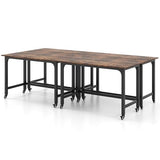 Giantex 8FT Conference Table, 4 PCS 48" Rectangular Mobile Meeting Room Desk with Removable Storage Bag & 2 Hanging Hooks, Rolling Modern Seminar Table for Office Conference Room, Rustic Brown Giantex
