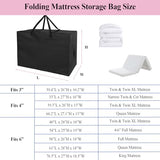 Andacar Folding Mattress Storage Bag - Andacar 63 inch Foldable Mattress Carry Case Fits for Tri-Fold Up to 6 inch Queen Mattress Waterproof Cushion Storage Bag - 61"L×28"W×18"H, Black, Cover Only Andacar