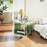 solaround Acrylic Nightstand, Bedside Table for Bedroom, Side Table, Record Player Stand, 18'' x 15.7'' x 21.6'', Green solaround