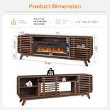 Breezestival 36" Electric Fireplace TV Stand for 80" TVs, Mid Century Modern Walnut Console with LED Lights & Sliding Doors Breezestival