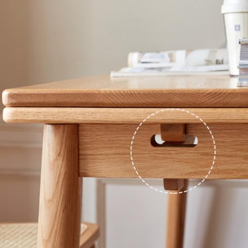 Vadisun 49.21’’-76.77’’ Extendable Dining Room Table for 6-10 Person, 100% Solid Wood Oak Dinner Kitchen Table, Mid Century Modern Dining Table for Kitchen, Living Room, Apartment (Natural) Vadisun