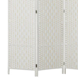 HOMCOM Room Divider, 3 Panel Folding Privacy Screen, 6FT Tall Portable Wicker Weave Partition Wall Divider for Bedroom, Home Office, White HOMCOM