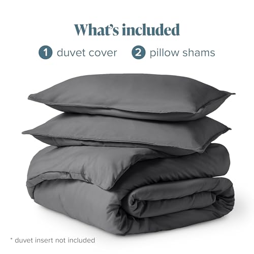 Bare Home Bedding Duvet Cover Queen Size - Premium 1800 Super Soft Duvet Covers Collection - Lightweight, Cooling Duvet Cover - Soft Breathable Bedding (Queen, Grey) Bare Home