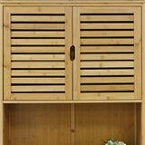 MUPATER Kitchen Pantry Cabinet Hutch Storage with Microwave Stand, 72'' Bamboo Freestanding Pantry Buffet Cabinet with Doors and Shelves for Home MUPATER