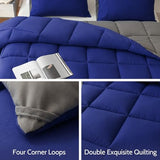 Decroom Lightweight Full Comforter Set with 2 Pillow Sham - 3 Pieces Set - Quilted Down Alternative Comforter/Duvet Insert for All Season - Blue/Grey - Full Size Decroom