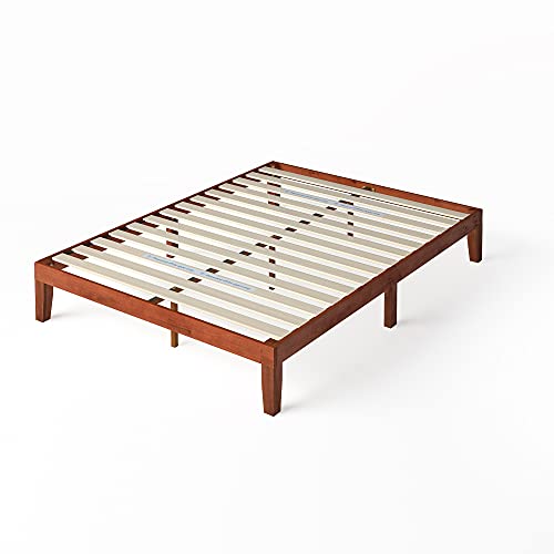 ZINUS Wen Wood King Platform Bed Frame with Solid Wood Slat Support in Cherry Finish - WoodArtSupply