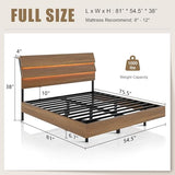 Einhomn Floating Bed Frame Full with Led Lights and Charging Station, Full Size Platform Bed Frame w/Storage Headboard, Heavy Slats Support, No Box Spring Needed, Noise Free, Easy Assembly, Walnut Einhomn
