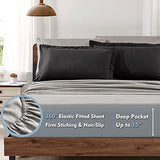 Furnishh 5 Pieces Comforter Set Twin Bed in a Bag, Reversible Bed Set with Comforter, Flat Sheet, Fitted Sheet, Pillowcase & Sham, Black and Grey Twin Size Bedding Sets for Boys, Girls Furnishh