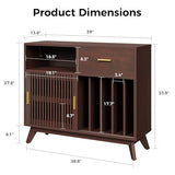 IRONCK Large Record Player Stand, 500+ Vinyl Record Storage Cabinet with Drawer, Record Player Table with Sliding Door & Flip-Top, Mid-Century Modern Turntable Stand for Living Room, Red Walnut IRONCK