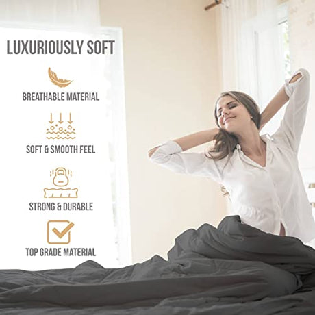 Abeero Home King Size Sheets Set Cooling - Luxury Hotel Sheet - Soft Bed Sheet with Elastic Corner Straps - Deep Pockets Microfiber Bedsheet - Bedding Sheets & Pillowcases - 4 Piece (King, Gray) Abeero Home