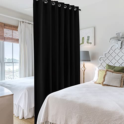 RYB HOME Blackout Thermal Insulated Blind Curtains, Noise Reduce Barrier for Nursery, Portable Curtain for Sliding Glass Door/Storage/Space Room Divider, 7 ft Tall x 8.3 ft Wide, Black, 1 Panel RYB HOME